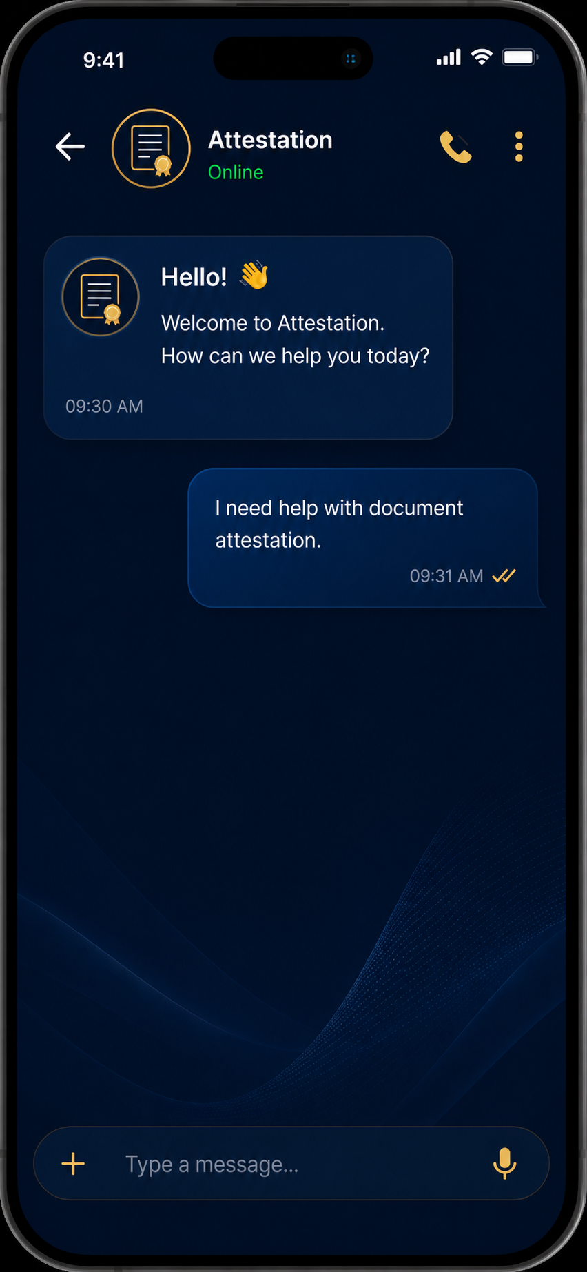 Chat interface on phone