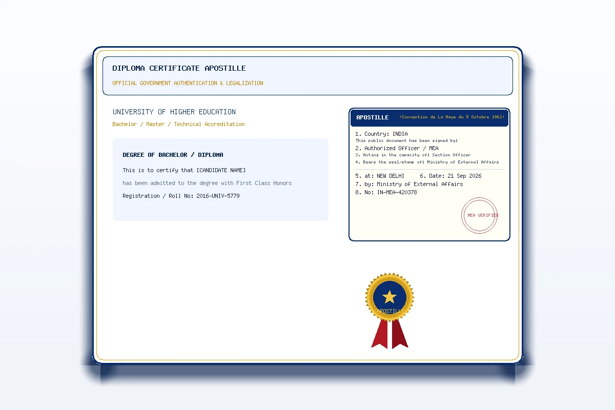 Diploma Certificate Apostille - Honey Attestation