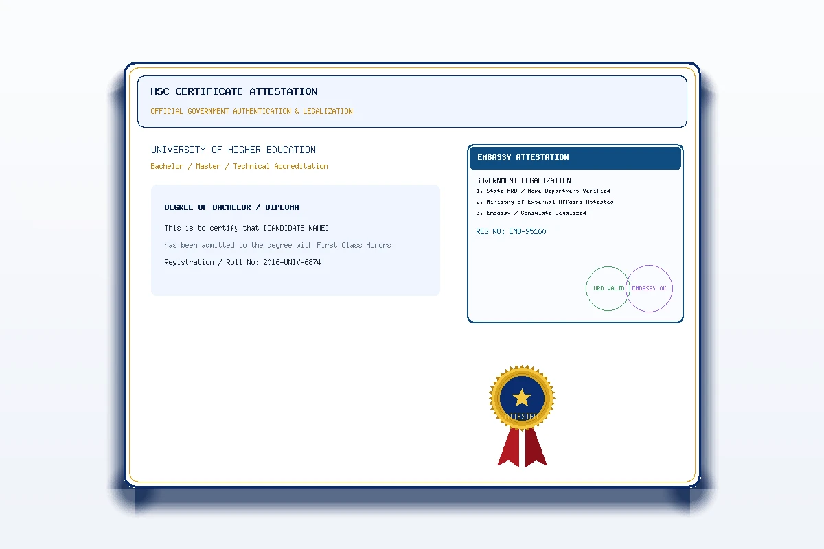 HSC Certificate Attestation - Honey Attestation